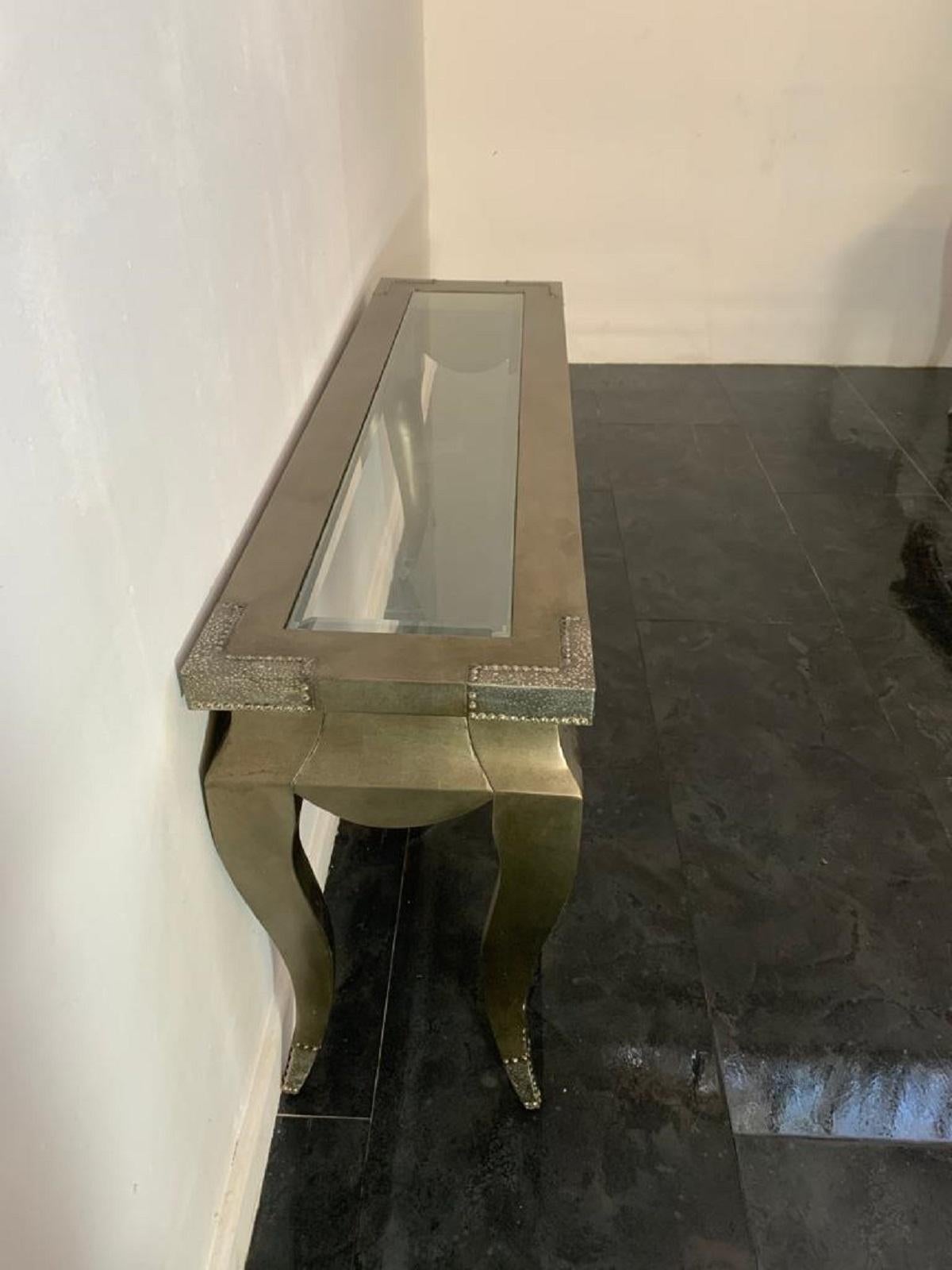 Glass Eclectic Consoles Tables in Bronze, 1980s, Set of 2 For Sale