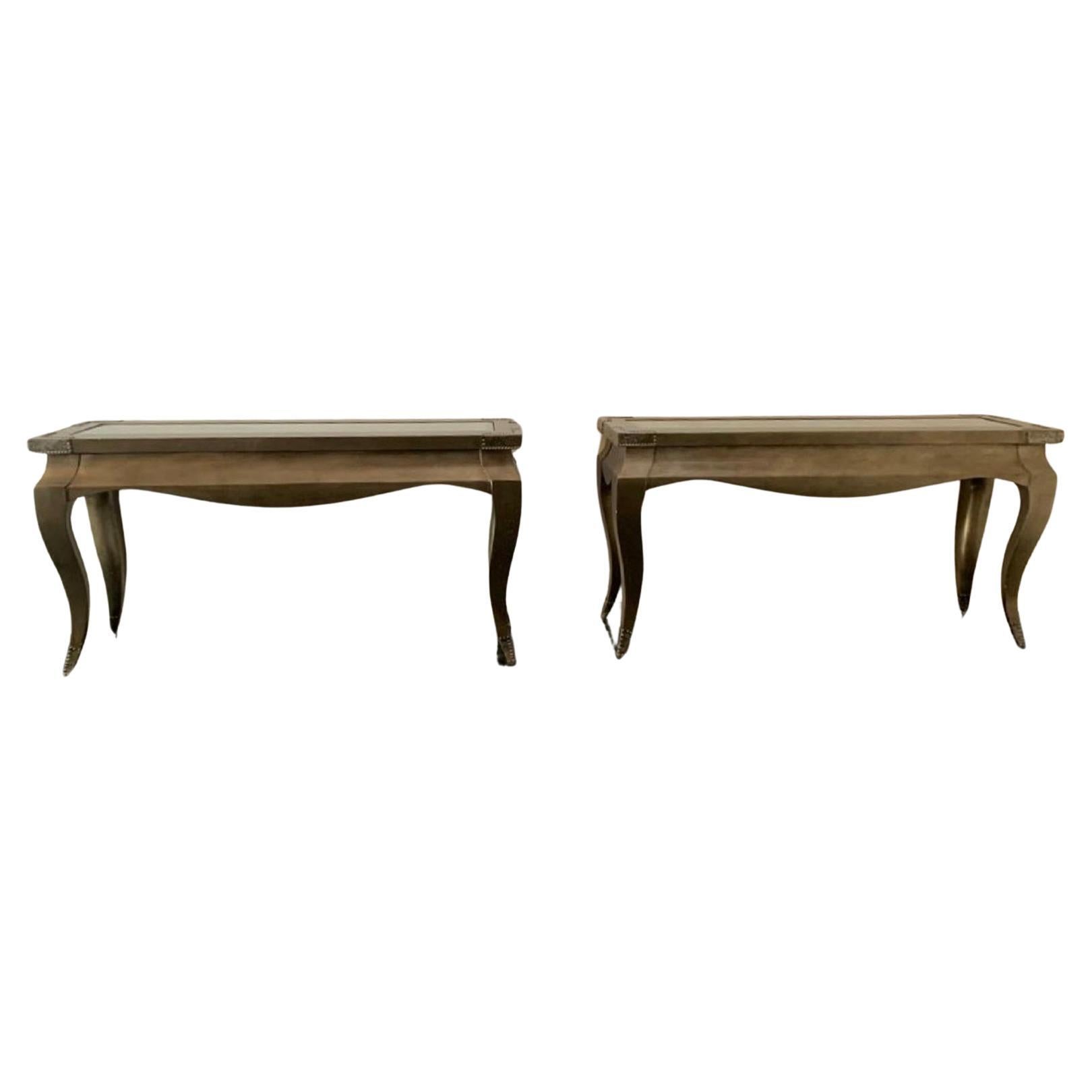 Eclectic Consoles Tables in Bronze, 1980s, Set of 2 For Sale