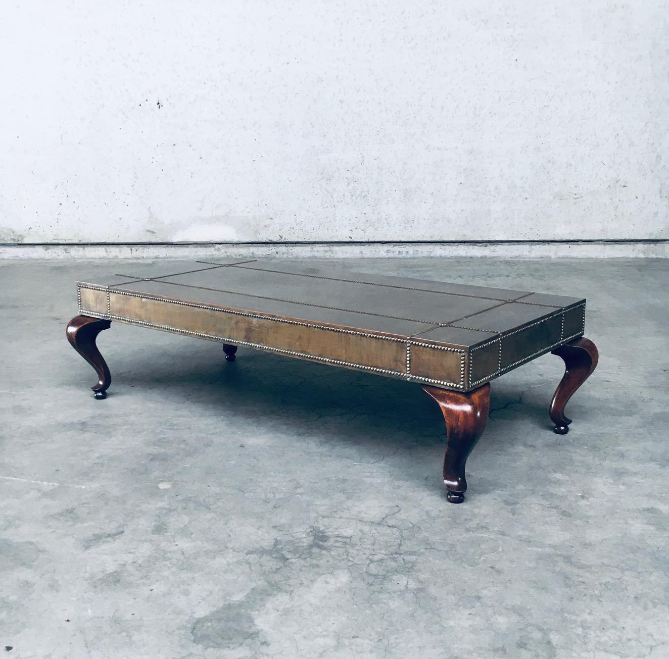Arts and Crafts Eclectic Design Brass Coffee Table, France 1960's For Sale