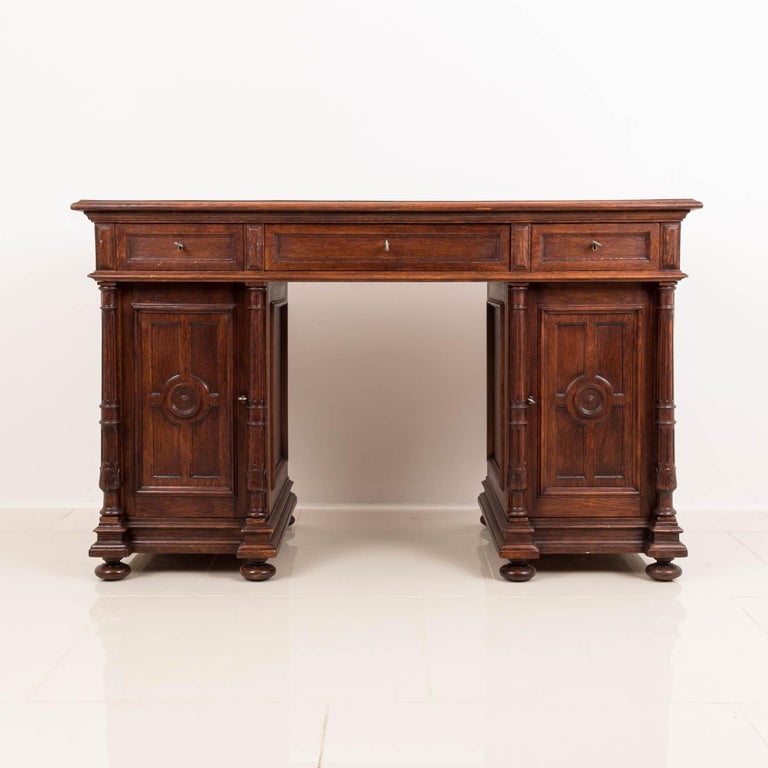 Late 19th Century Eclectic Desk in Oak Wood, Germany, circa 1880-1890