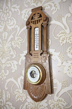 Eclectic Dutch Barometer With Thermometer From the Early 20th Century