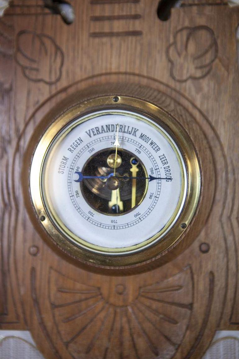 Eclectic Dutch Barometer With Thermometer From the Early 20th Century For Sale 1