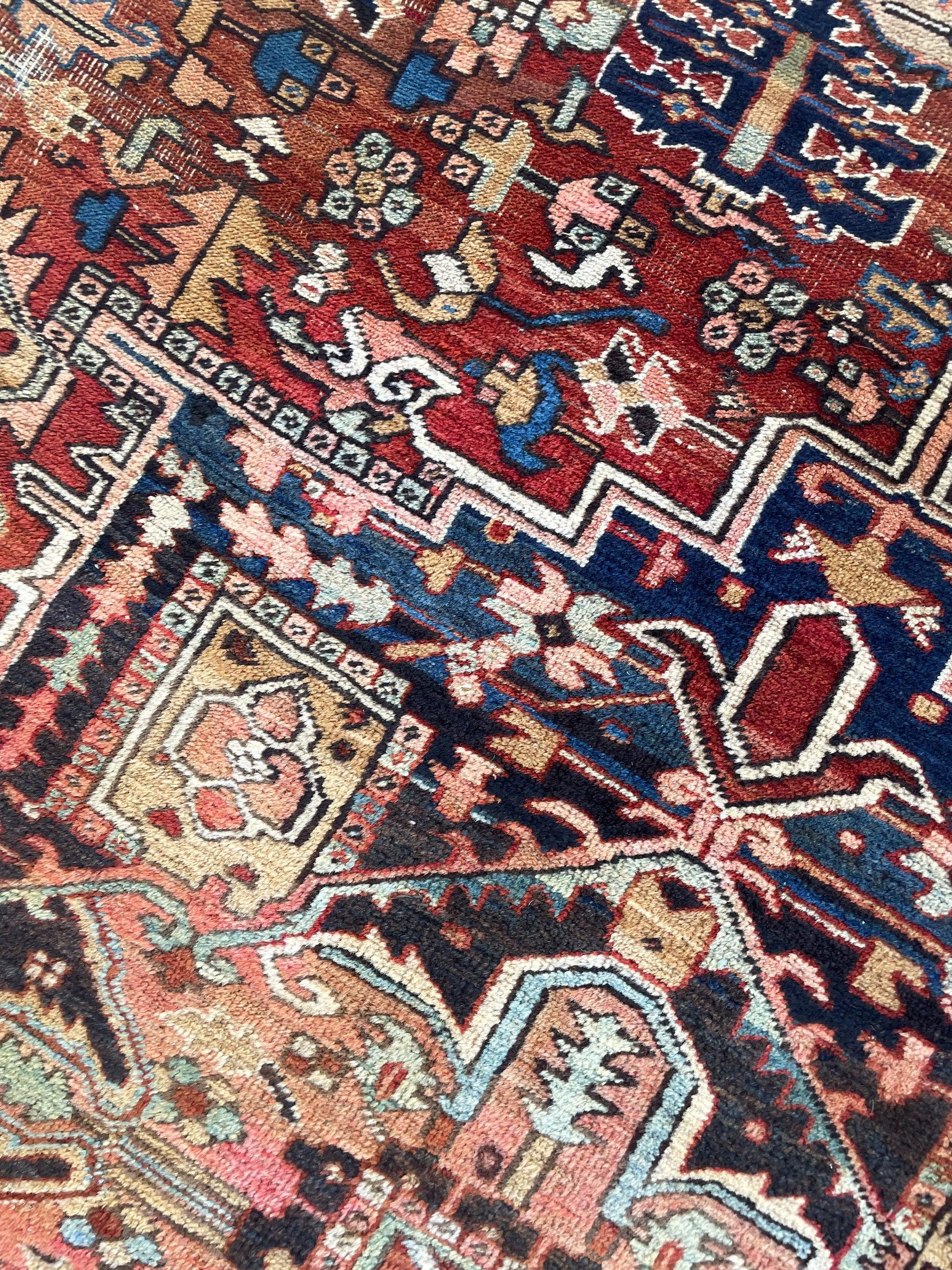Eclectic & Funky Antique Heriz Rug, c. 1910-20's In Good Condition For Sale In Milwaukee, WI