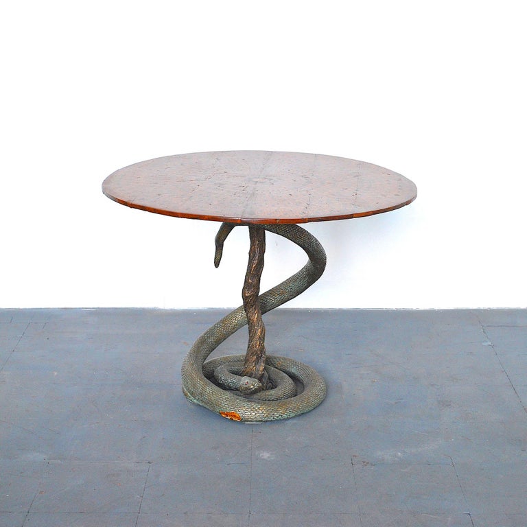 Eclectic Game Table with Python Sculpture from the Fifties For Sale at ...