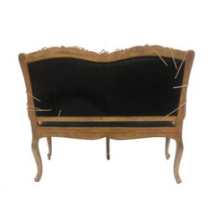 One of a Kind Giltwood and Black Pony Hair Covered Sofa with Hands Sculptures