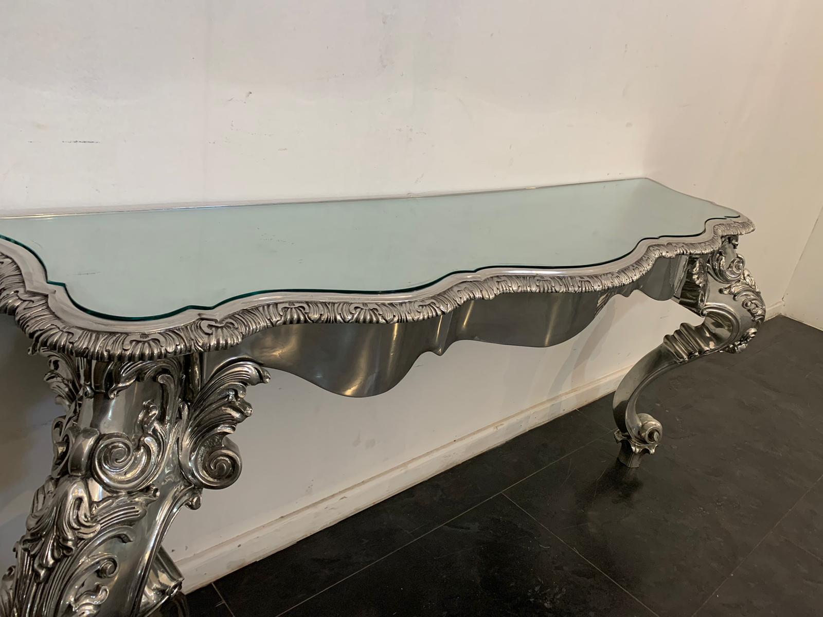 Baroque Eclectic Metal Console Table Designed by Piero Figura for Atena, 80s For Sale