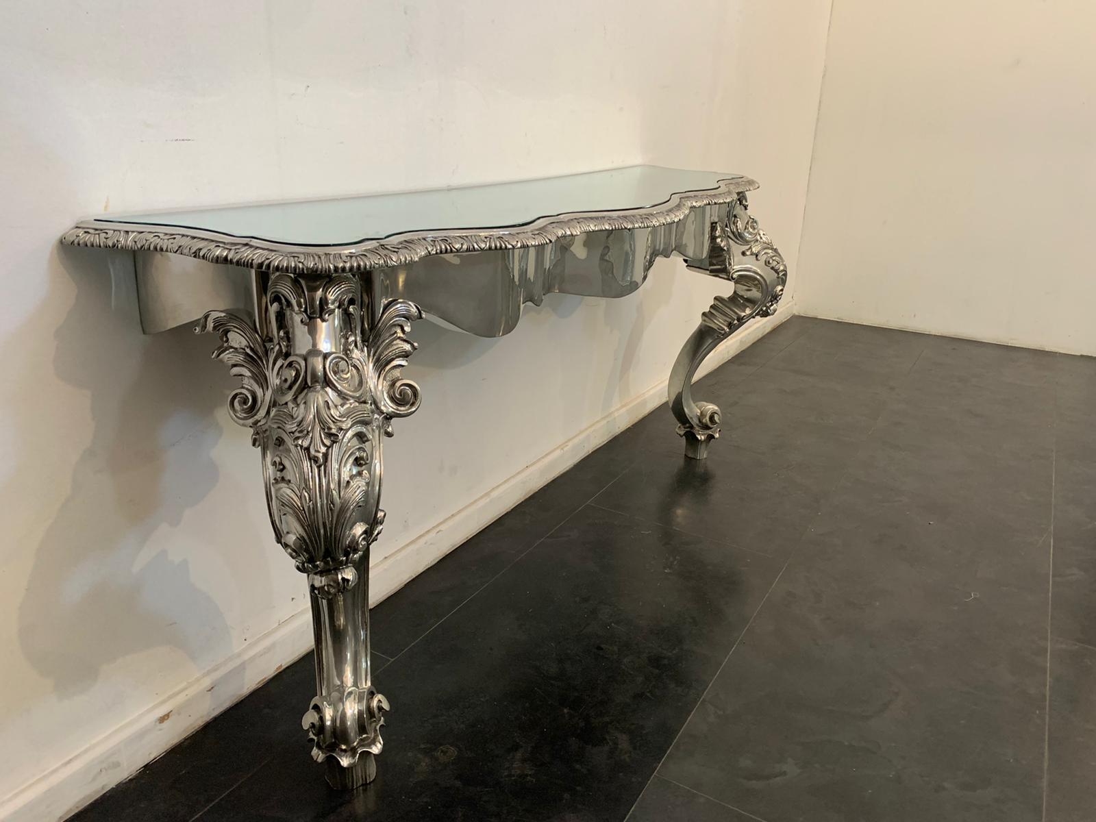 Late 20th Century Eclectic Metal Console Table Designed by Piero Figura for Atena, 80s For Sale