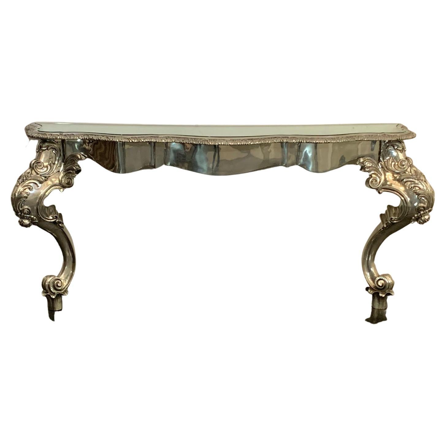Mesa consola ecléctica de metal diseñada por Piero Figura para Atena, años 80