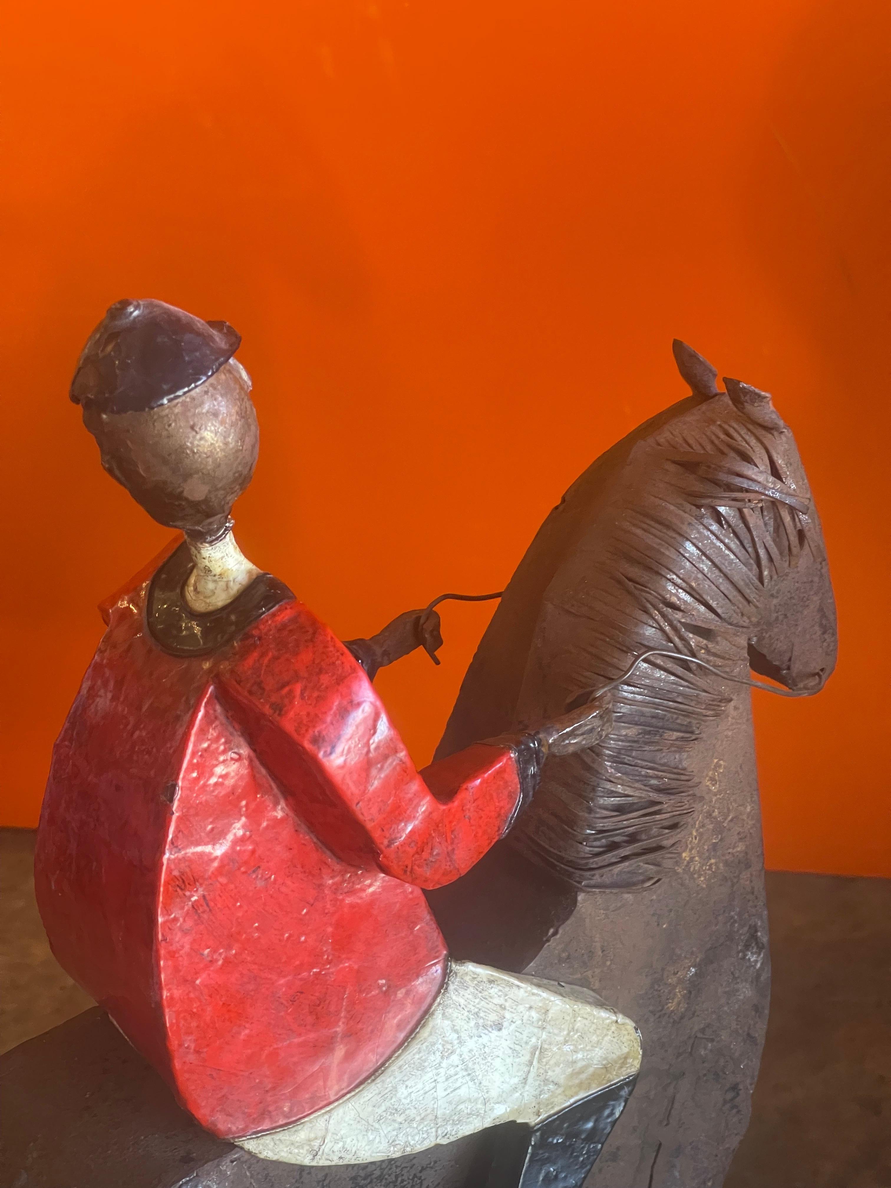 Eclectic Metal Painted Horse and Jockey Sculpture by Manuel Felguerez 3