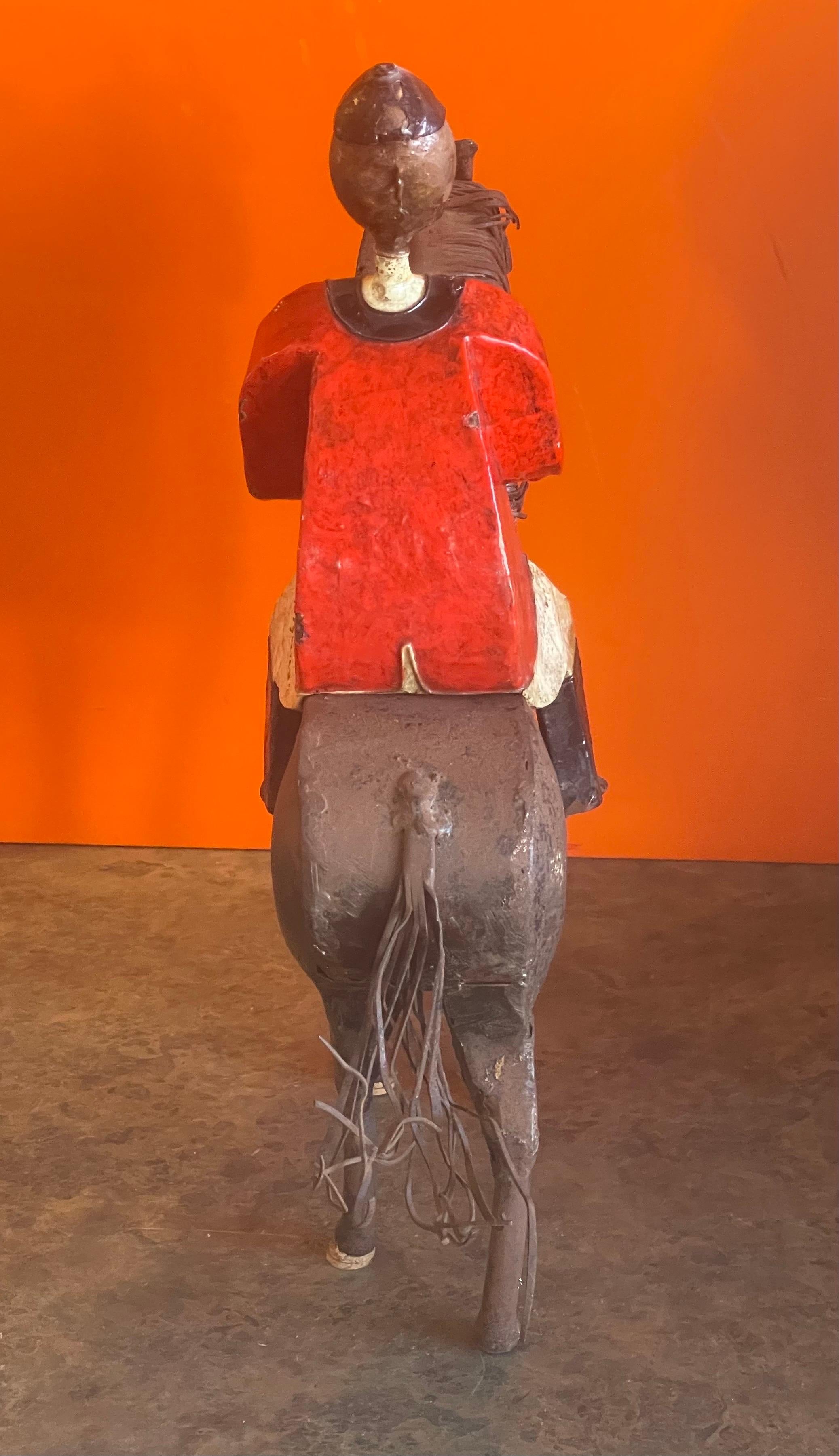 20th Century Eclectic Metal Painted Horse and Jockey Sculpture by Manuel Felguerez