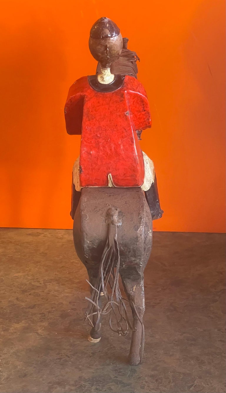 Eclectic Metal Painted Horse and Jockey Sculpture by Manuel Felguerez