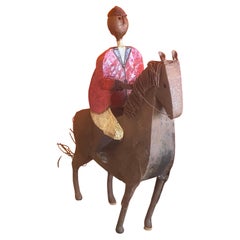 Eclectic Metal Painted Horse and Jockey Sculpture by Manuel Felguerez