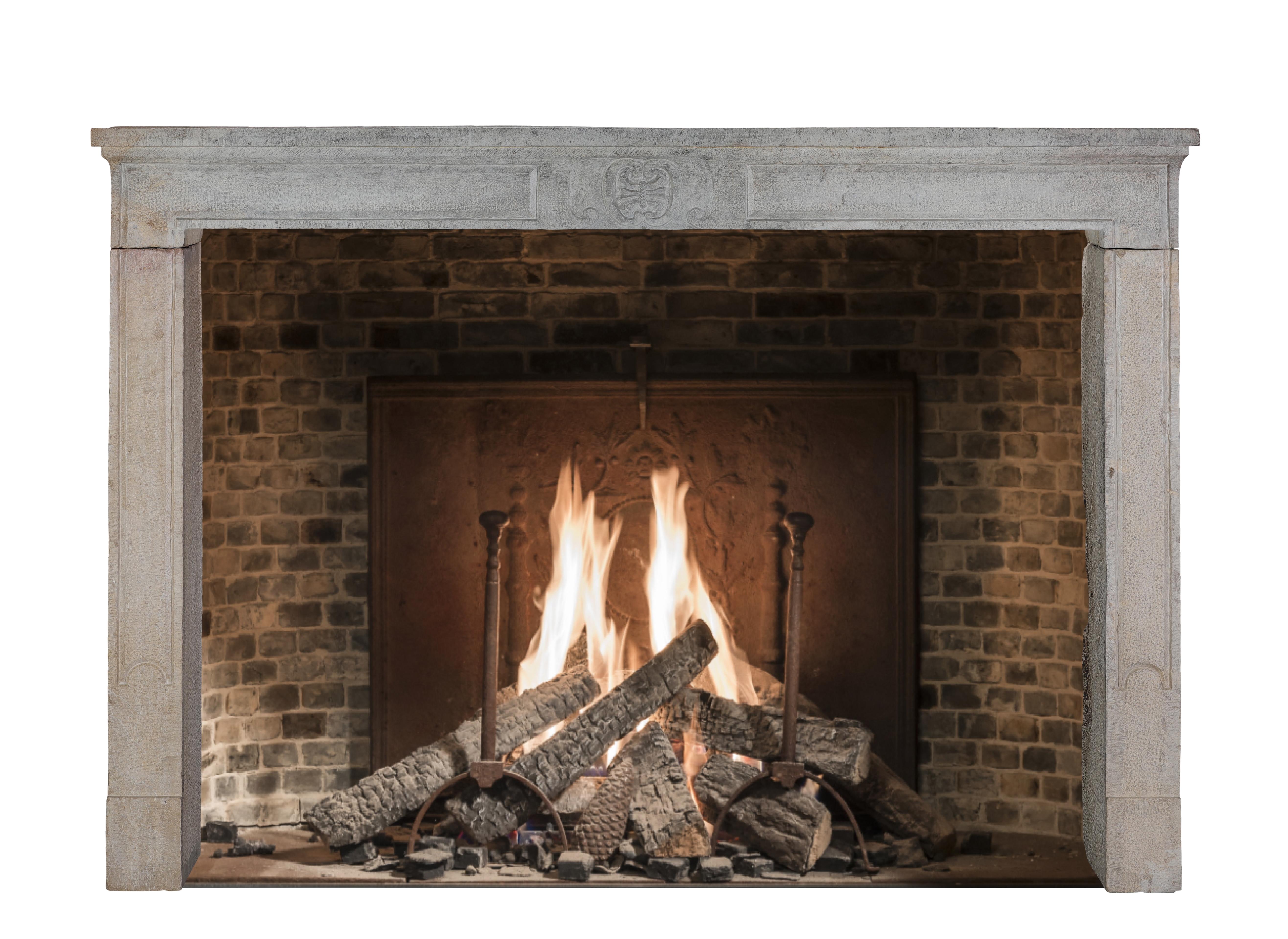Interior ecléctico de mezcla moderna-histórica - Chimenea francesa de piedra del siglo XVIII Francés en venta