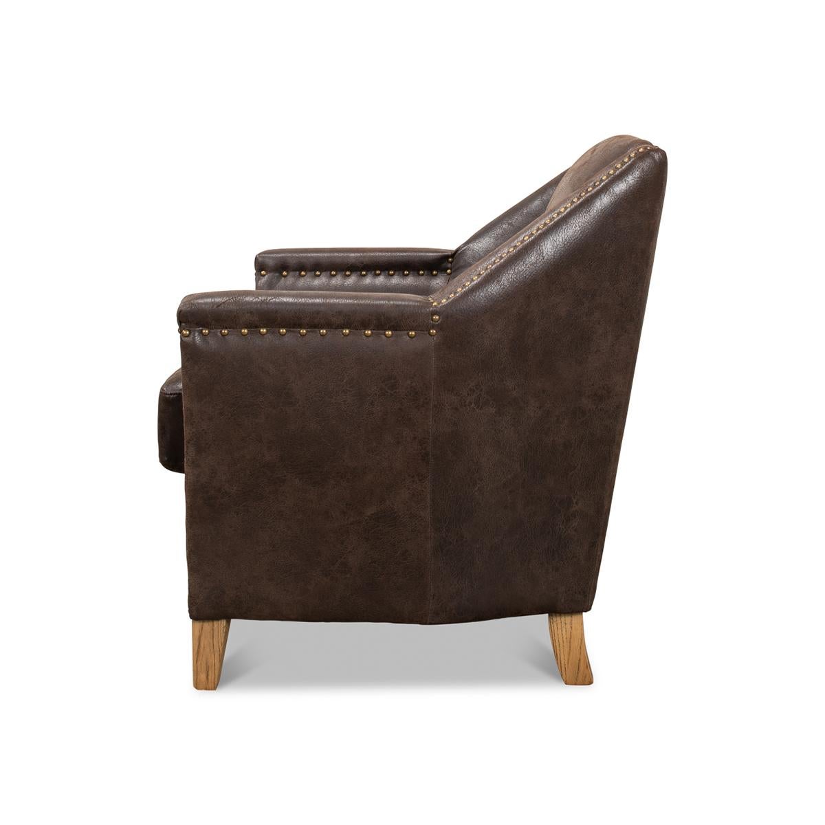 Asian Eclectic Modern Leather Armchair For Sale