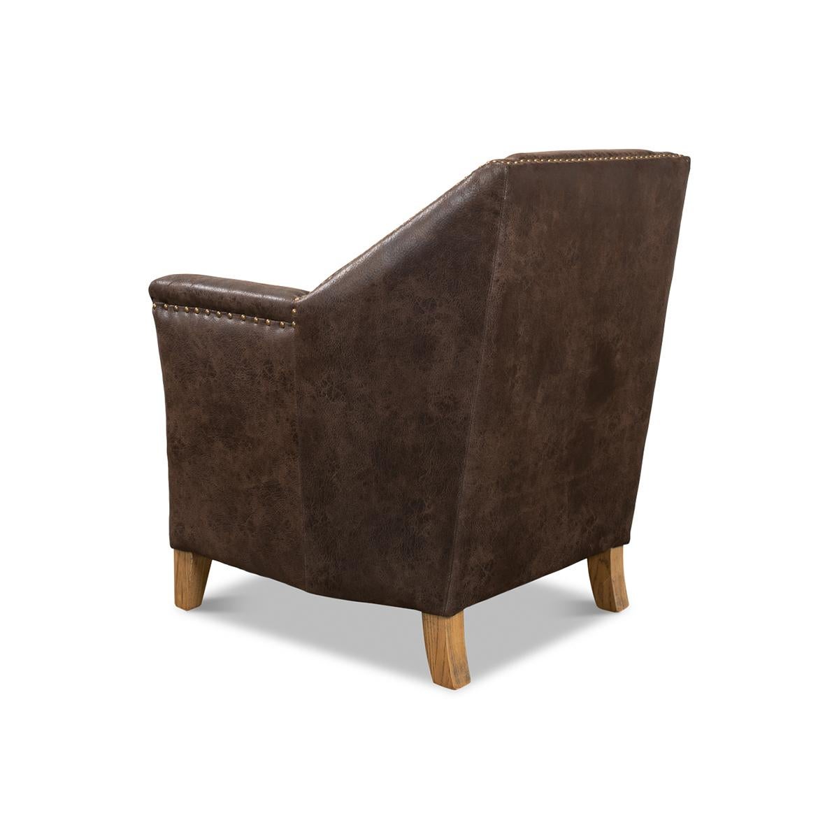 Contemporary Eclectic Modern Leather Armchair For Sale