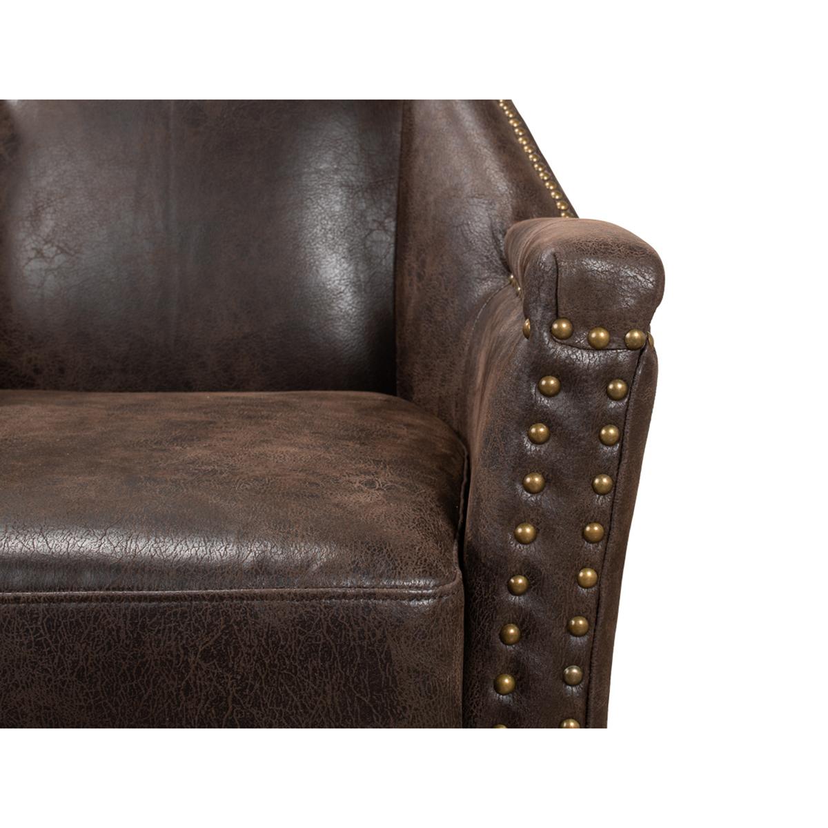 Eclectic Modern Leather Armchair For Sale 1