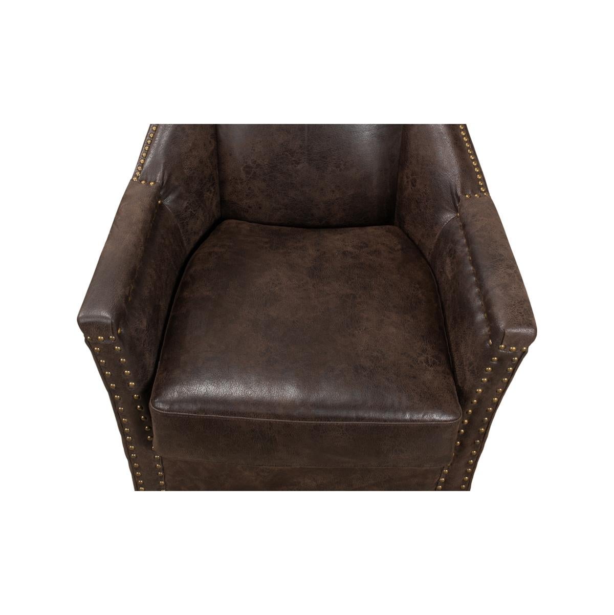 Eclectic Modern Leather Armchair For Sale 2