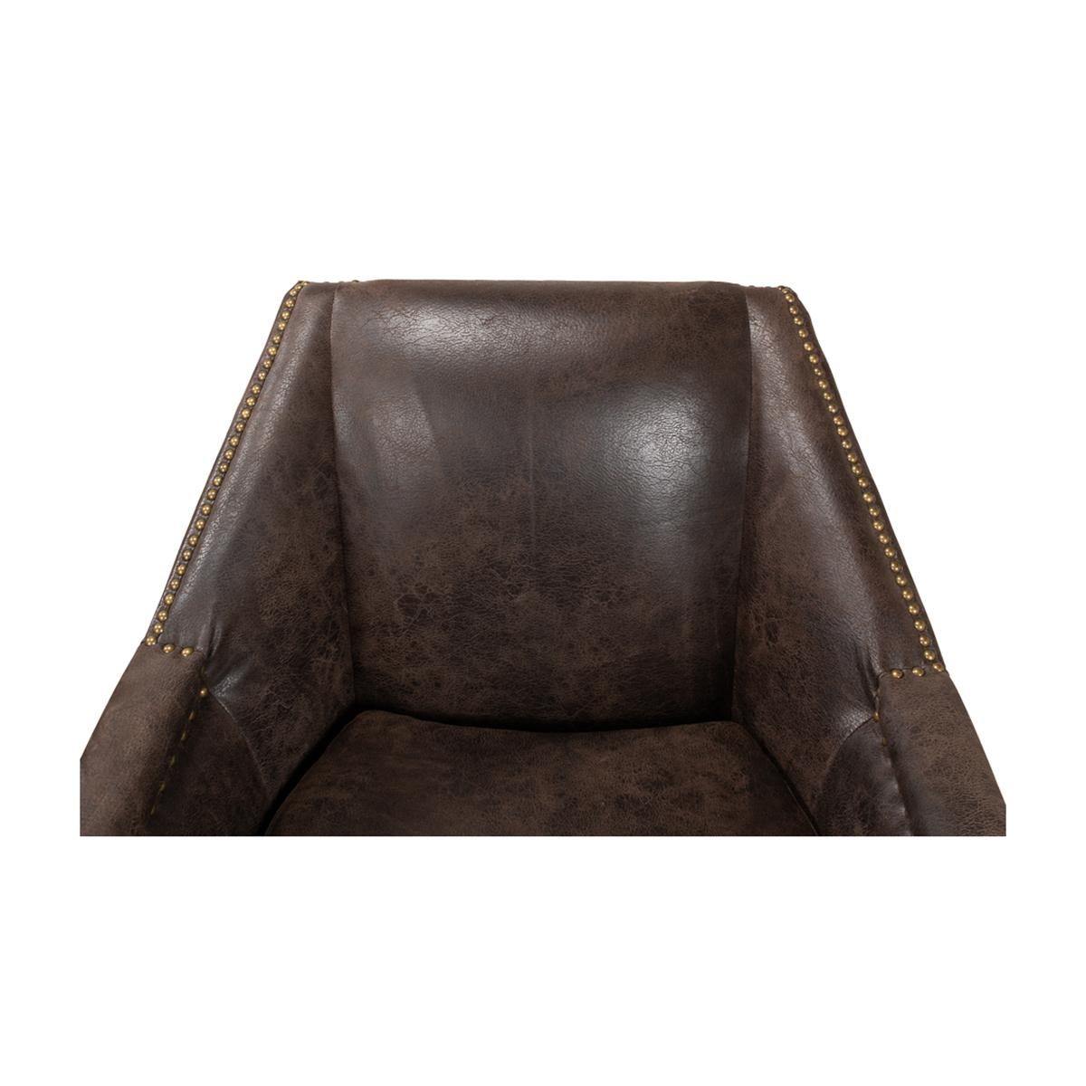 Eclectic Modern Leather Armchair For Sale 3