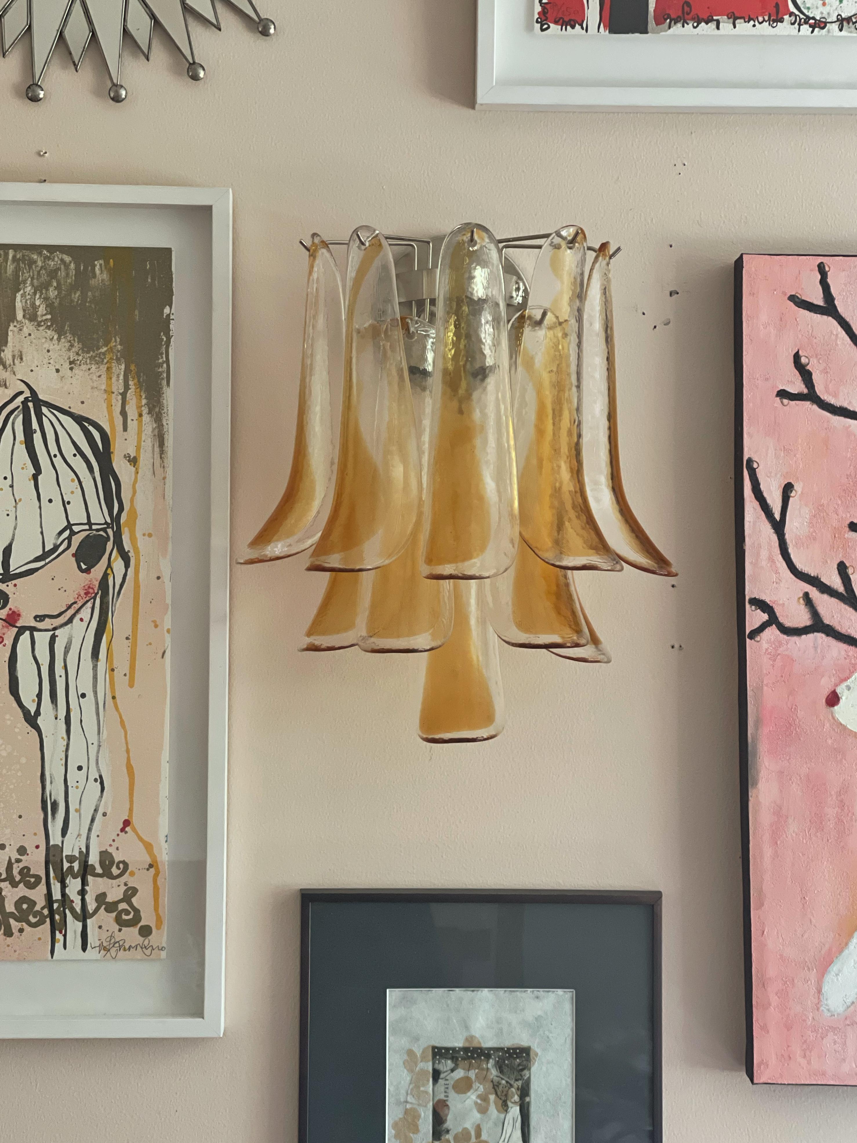 Applique murale éclectique Murano en verre ambré et clair Excellent état - En vente à Bromma, SE