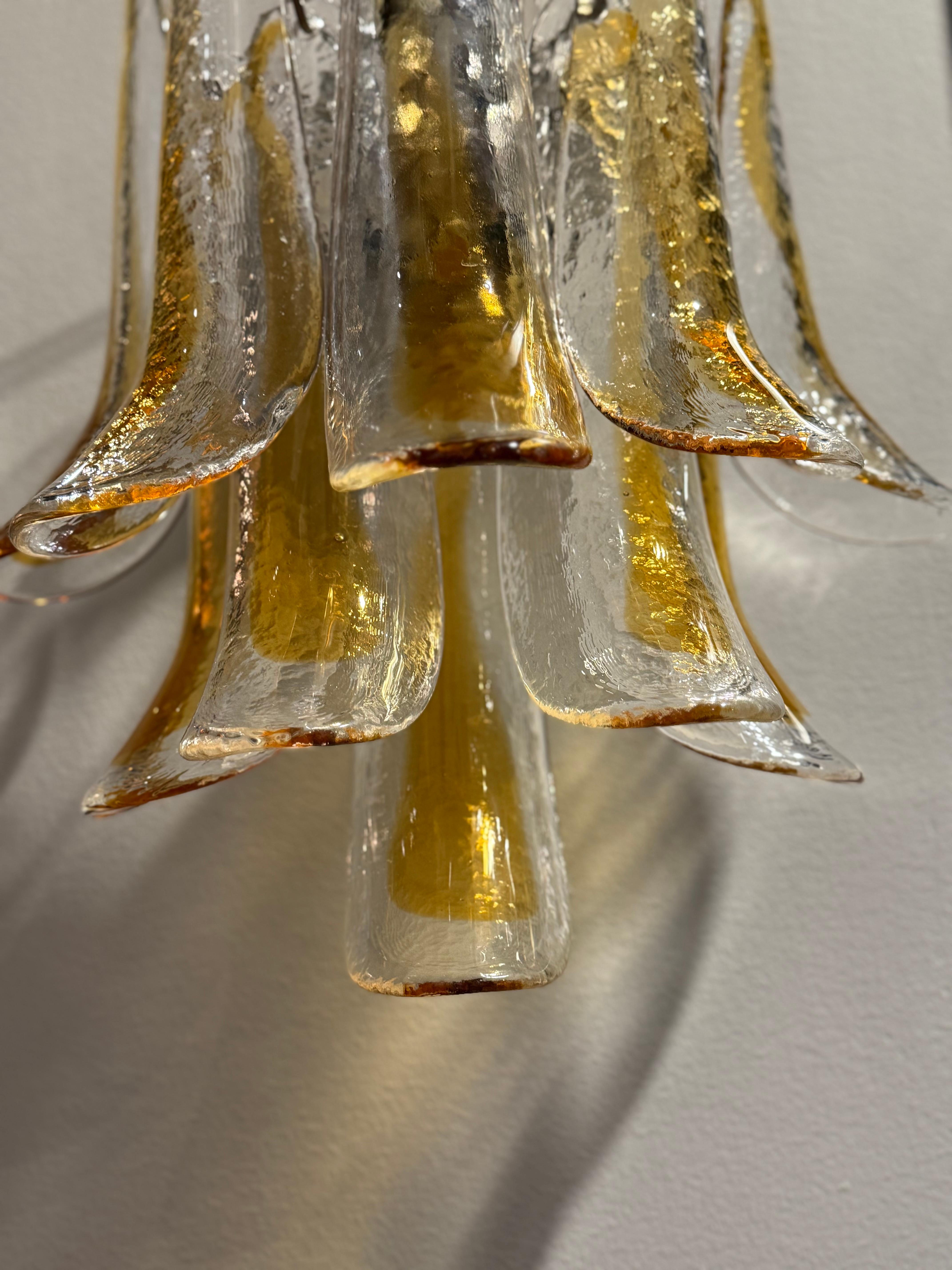 Applique murale éclectique Murano en verre ambré et clair en vente 1