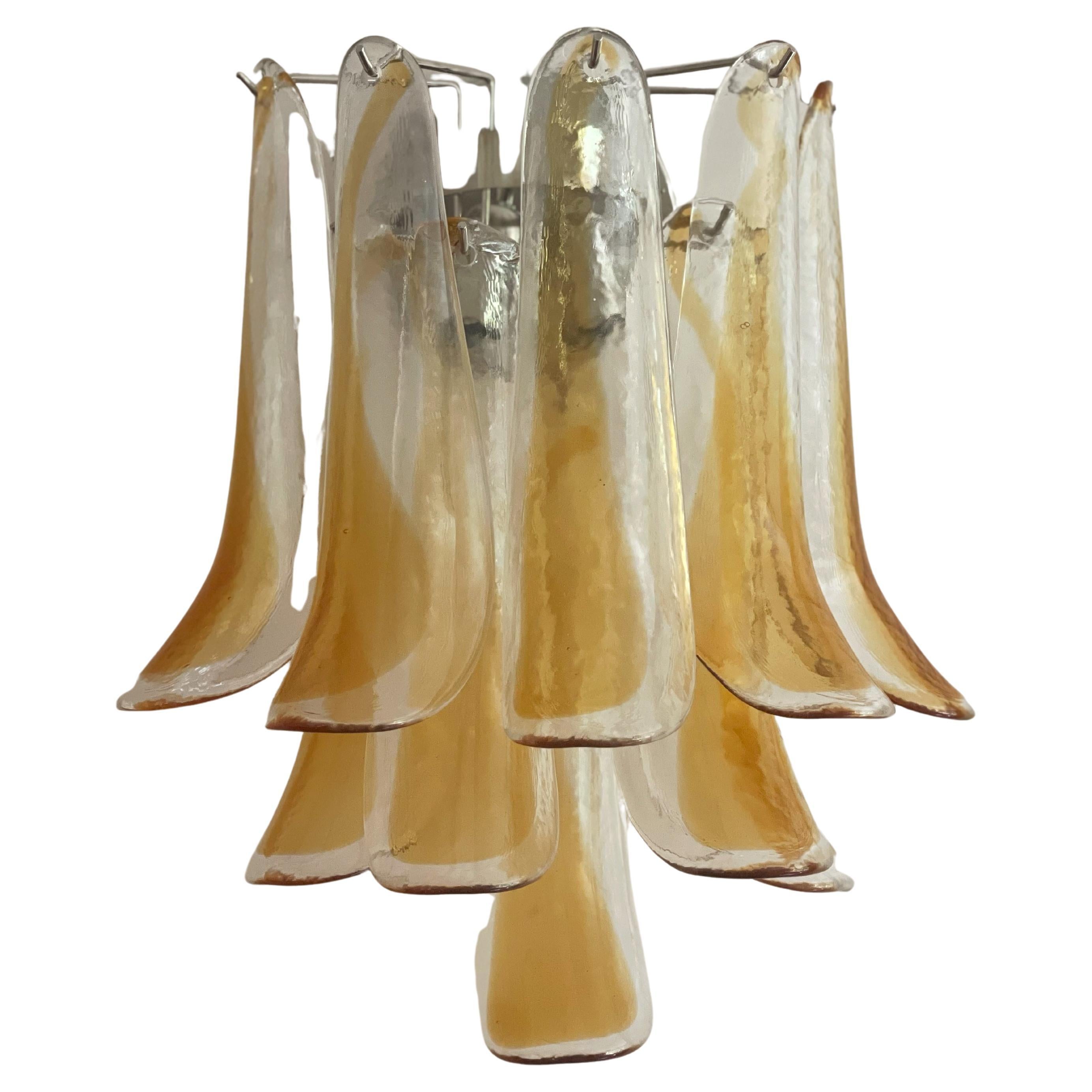 Aplique ecléctico de Murano en ámbar y cristal transparente