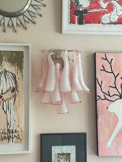 Eclectic Murano Wall Sconce in pink & clear glass