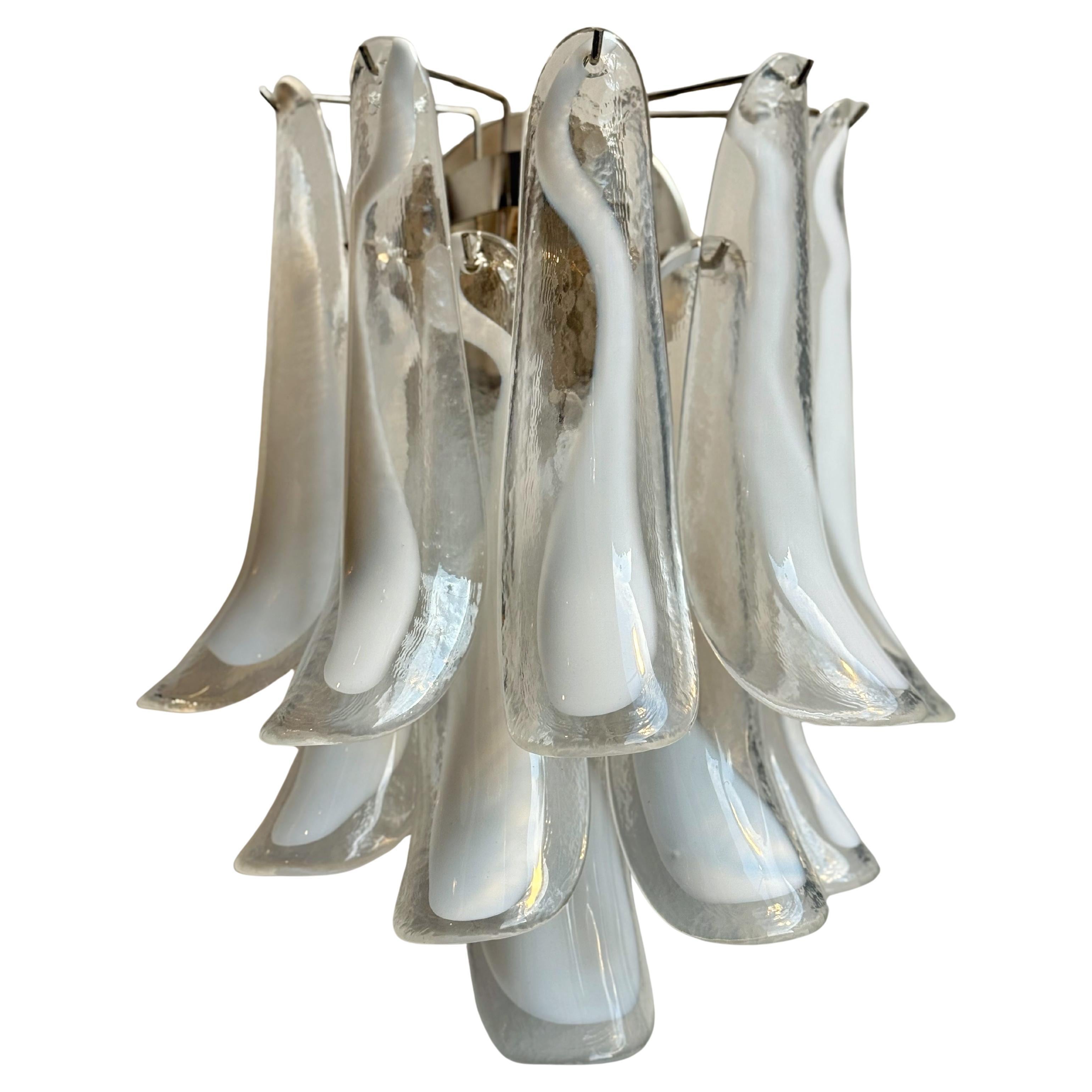 Applique murale Murano éclectique en verre blanc et transparent