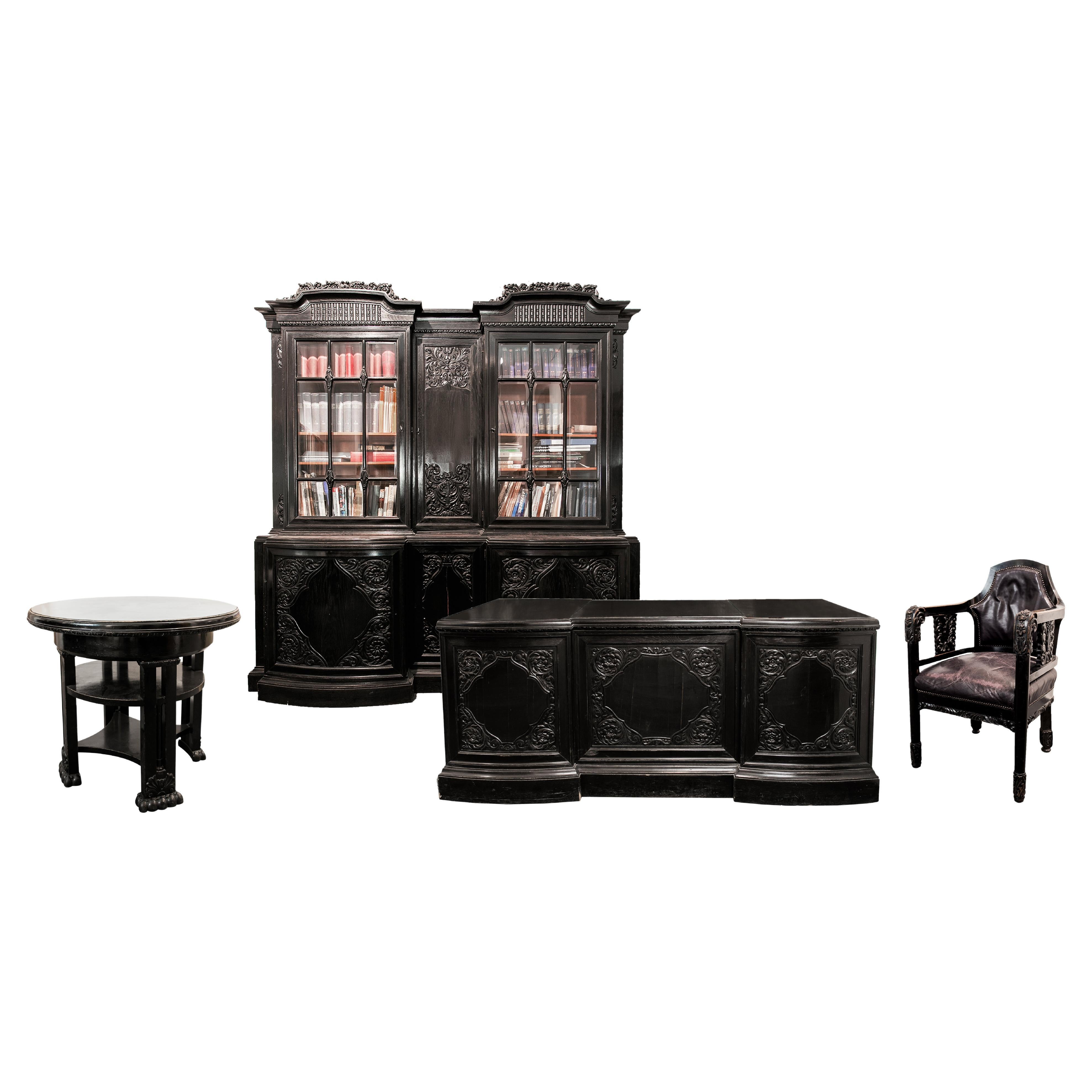 Eclectic Office Furniture Ensemble, ca. 1920 '4 Pieces' For Sale
