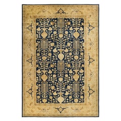 Eclectic, One-of-a-Kind Hand-Knotted Area Rug, Blue