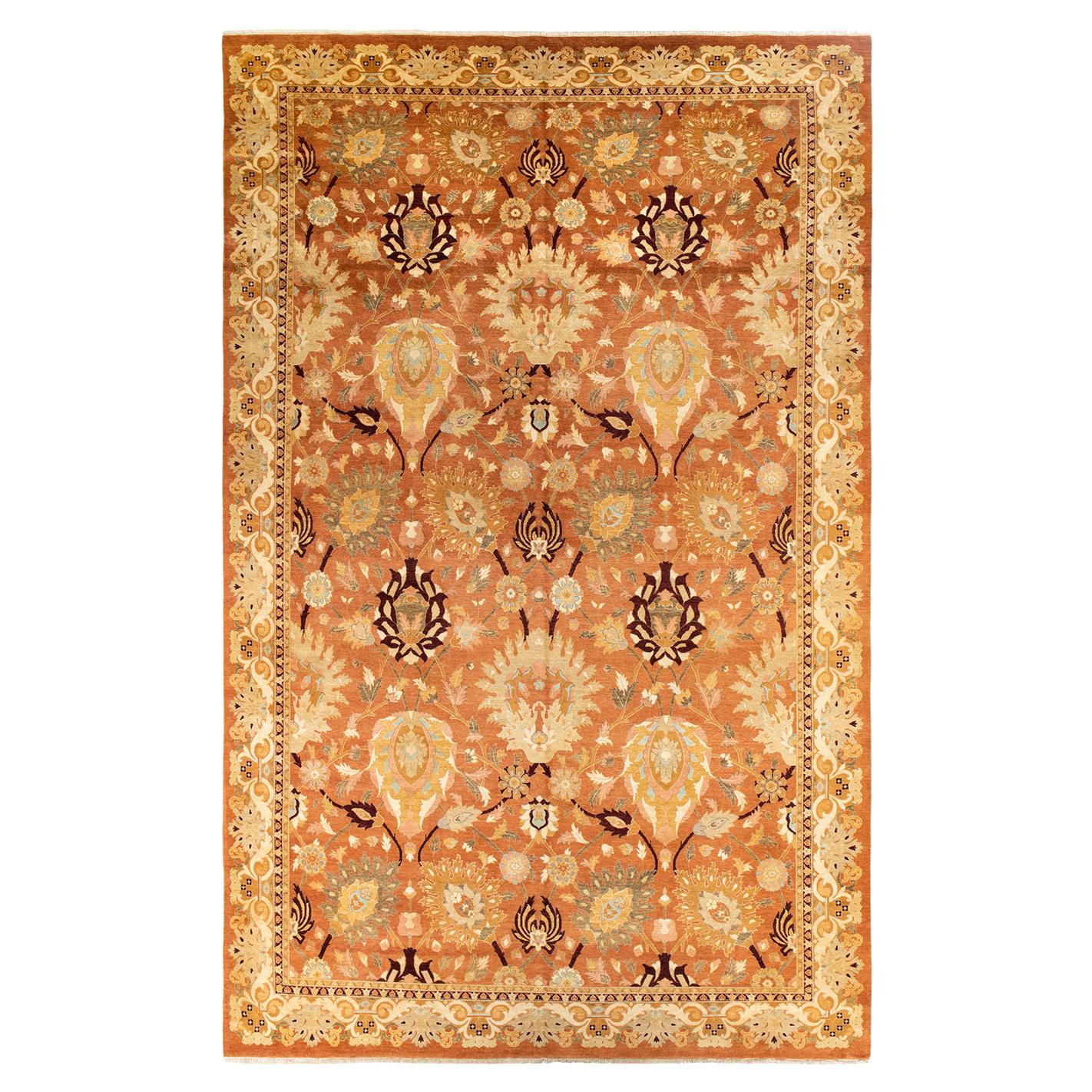 Eclectic, One-of-a-Kind Hand-Knotted Area Rug, Brown For Sale