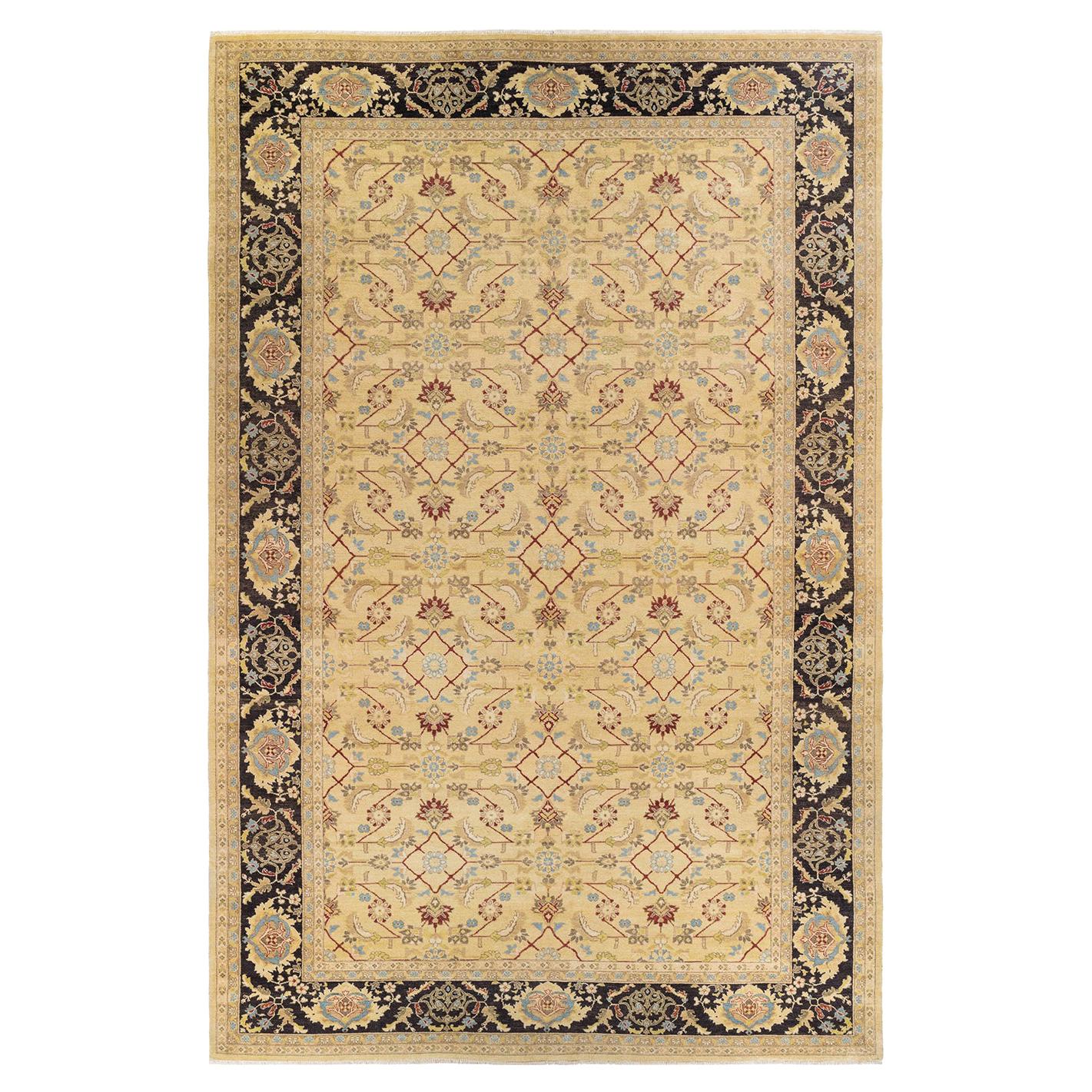 Eclectic, One-of-a-Kind Hand-Knotted Area Rug, Green For Sale