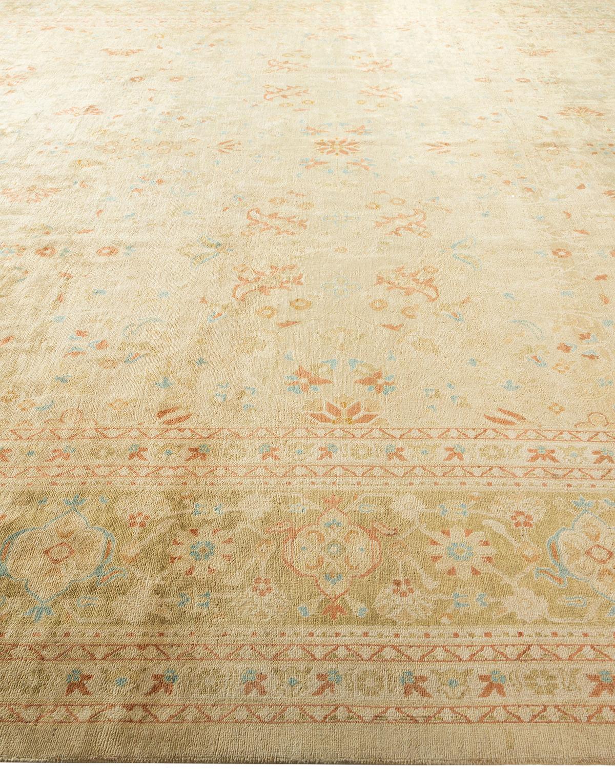 Eclectic, One-of-a-Kind Hand-Knotted Area Rug, Ivory In New Condition In Norwalk, CT