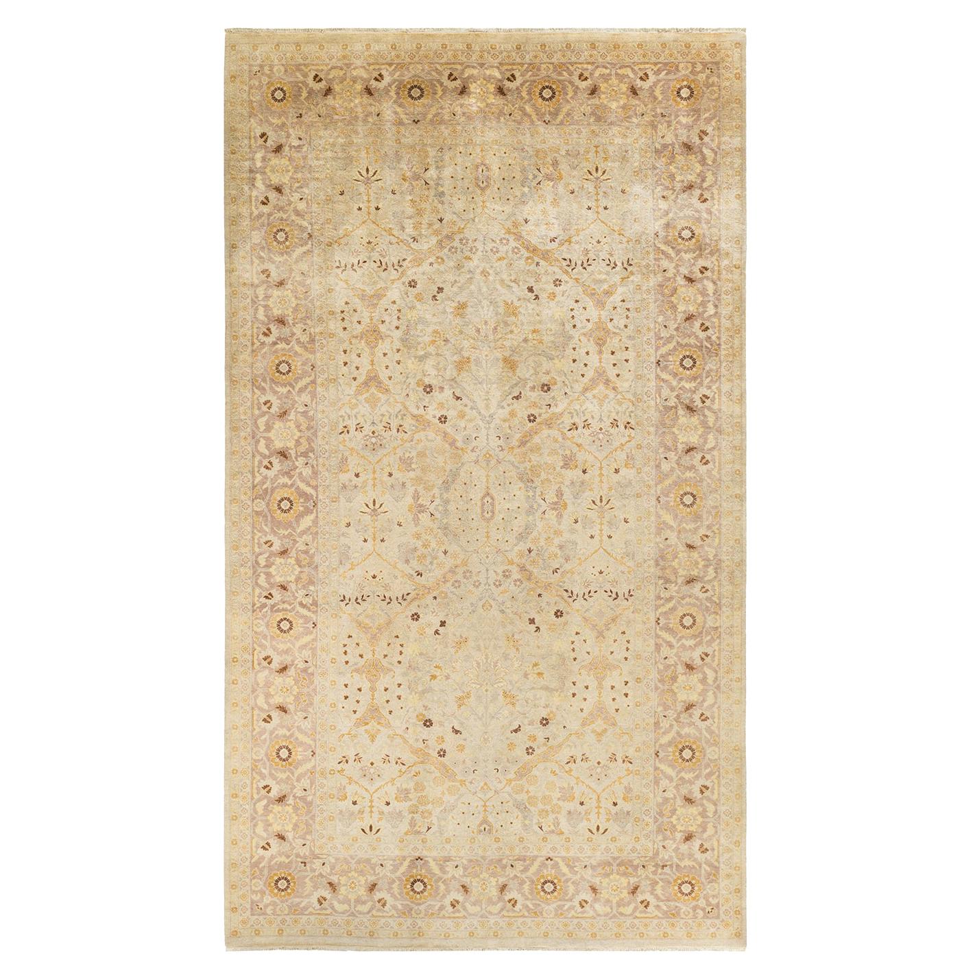 Eclectic, One-of-a-Kind Hand-Knotted Area Rug, Ivory For Sale