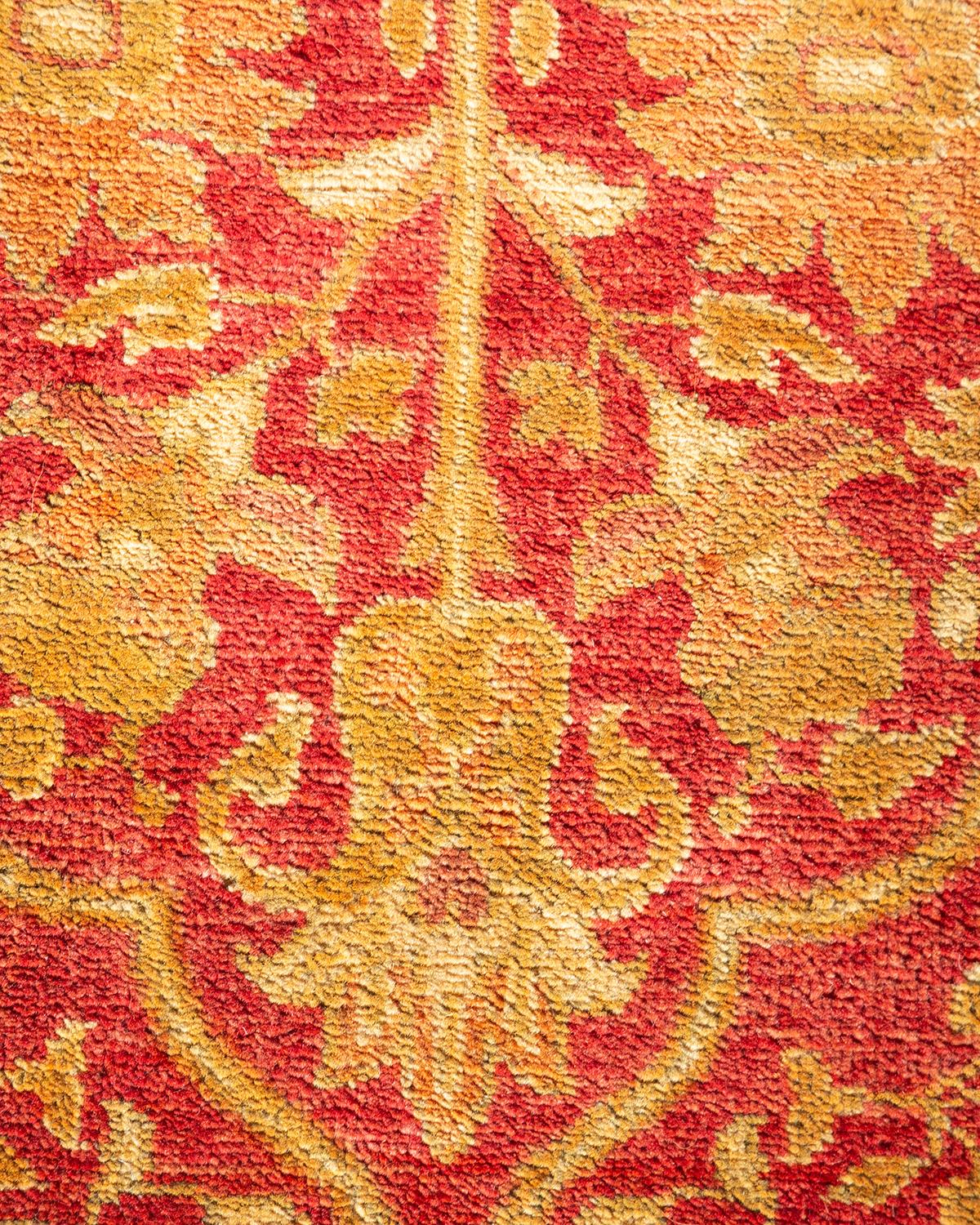 Eklektischer, handgeknüpfter Teppich, rot, Unikat (Pakistanisch) im Angebot