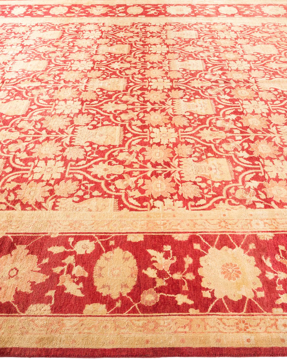 Eclectic, One-of-a-Kind Hand-Knotted Area Rug, Red In New Condition For Sale In Norwalk, CT