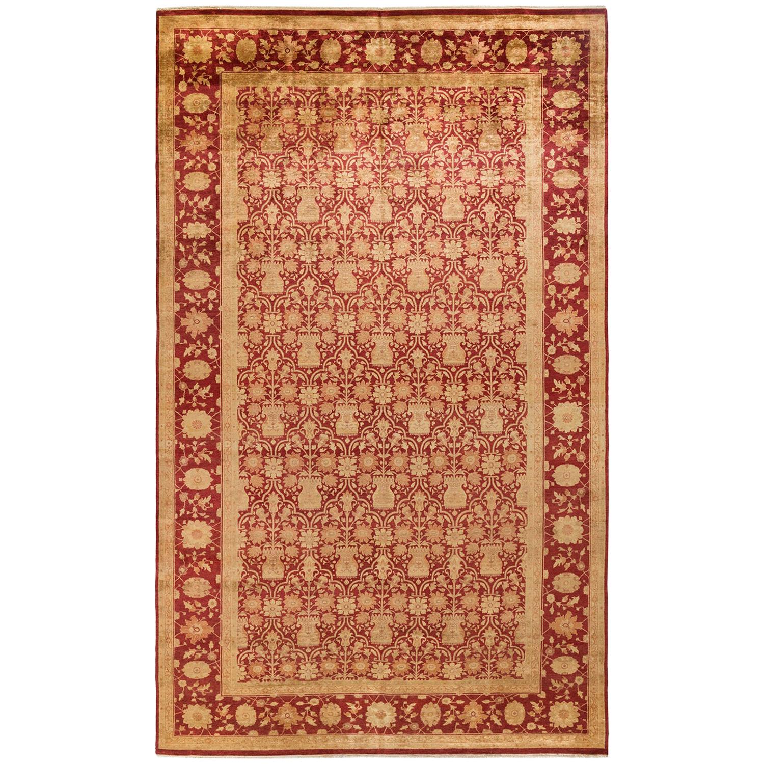 Eclectic, One-of-a-Kind Hand-Knotted Area Rug, Red For Sale