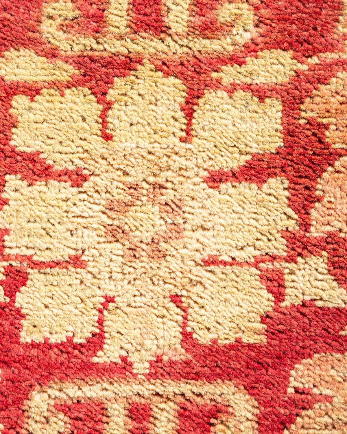 Pakistani Eclectic, One-of-a-Kind Hand-Knotted Runner, Red For Sale