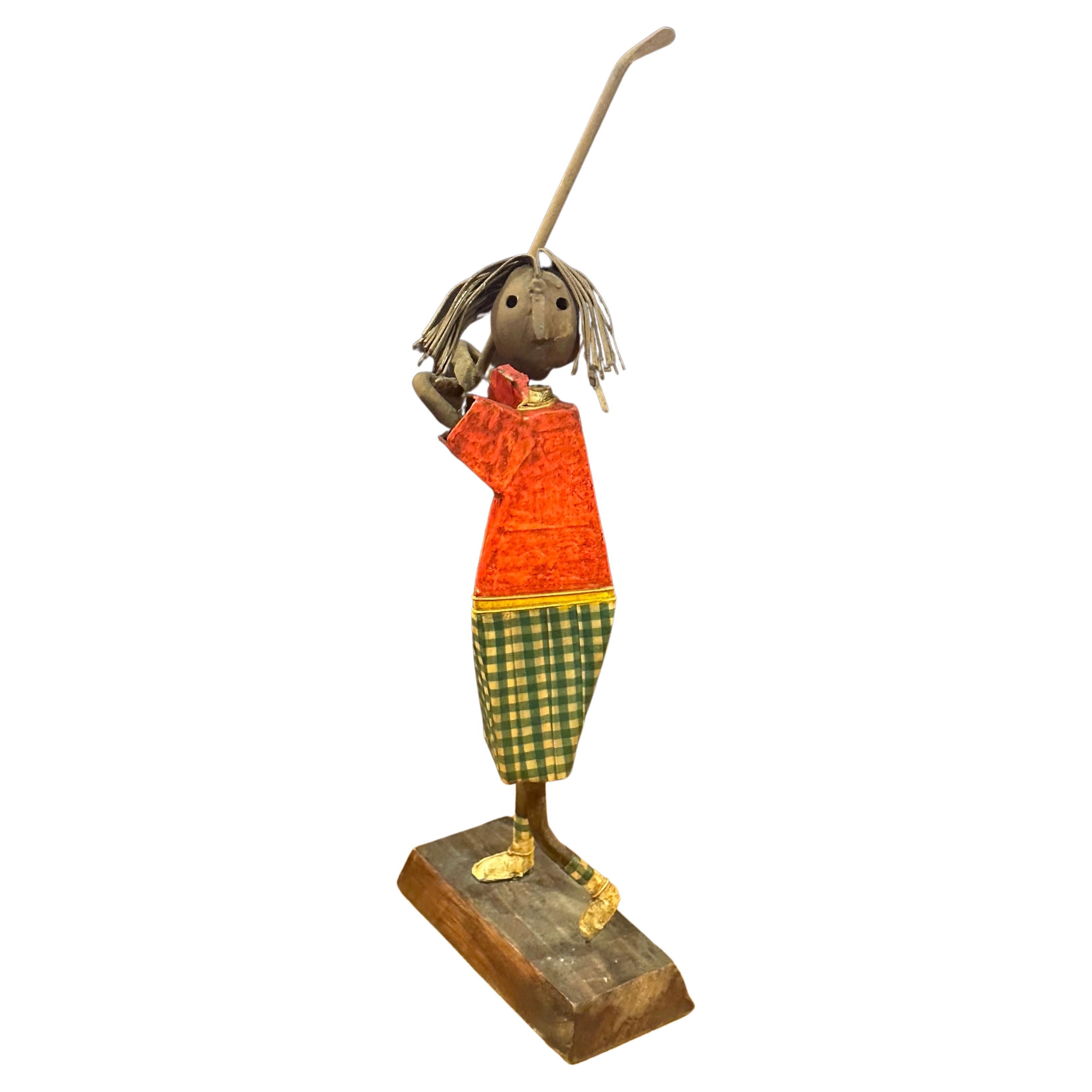 Eklektische bemalte Golfer-Skulptur aus Metall von Manuel Felguerez im Angebot 5