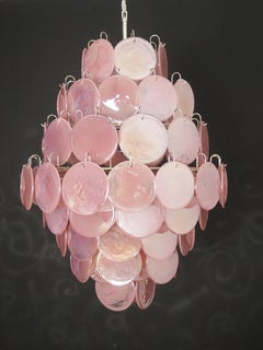 Eclectic Pink Murano Chandelier Piramide in the style of Vistosi.