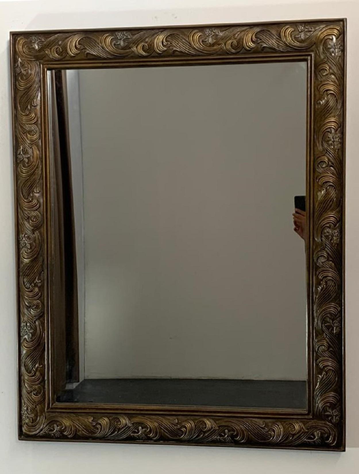 Splendid brown lacquered mirror with carvings finished in gold and silver patinated metallic leaf.
Packaging with bubble wrap and cardboard boxes is included. If the wooden packaging is needed (fumigated crates or boxes) for US and International