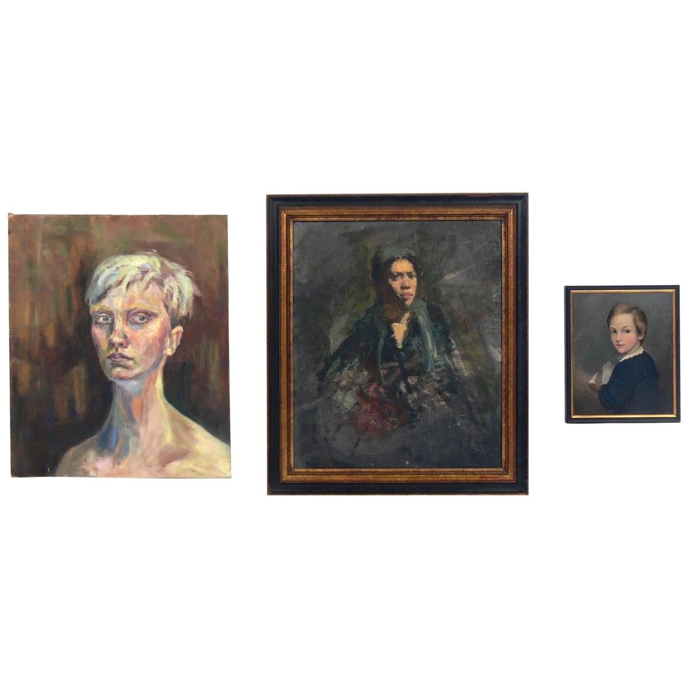 Eclectic Portrait Painting Selection For Sale