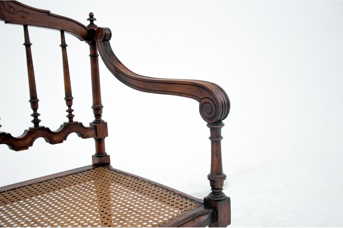 Eclectic raffia braid armchair, France, circa 1880. In Good Condition In Chorzów, PL