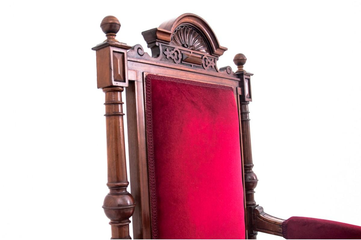 Velvet Eclectic Red Armchair, Western Europe, Around 1920