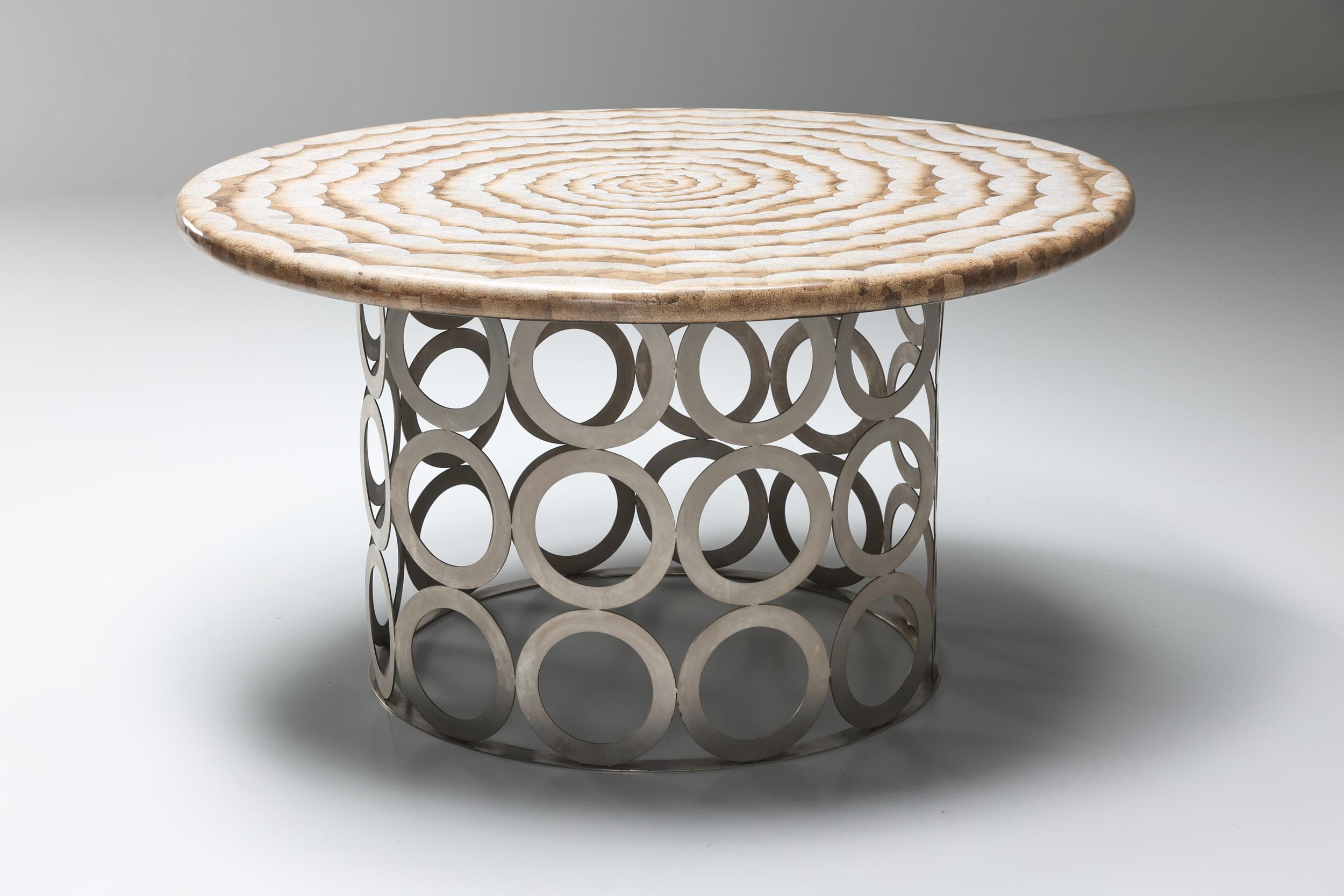Eclectic Round Dining Table by Anacleto Spazzapan, 2000's, Italy, Modern In Excellent Condition For Sale In Antwerp, BE