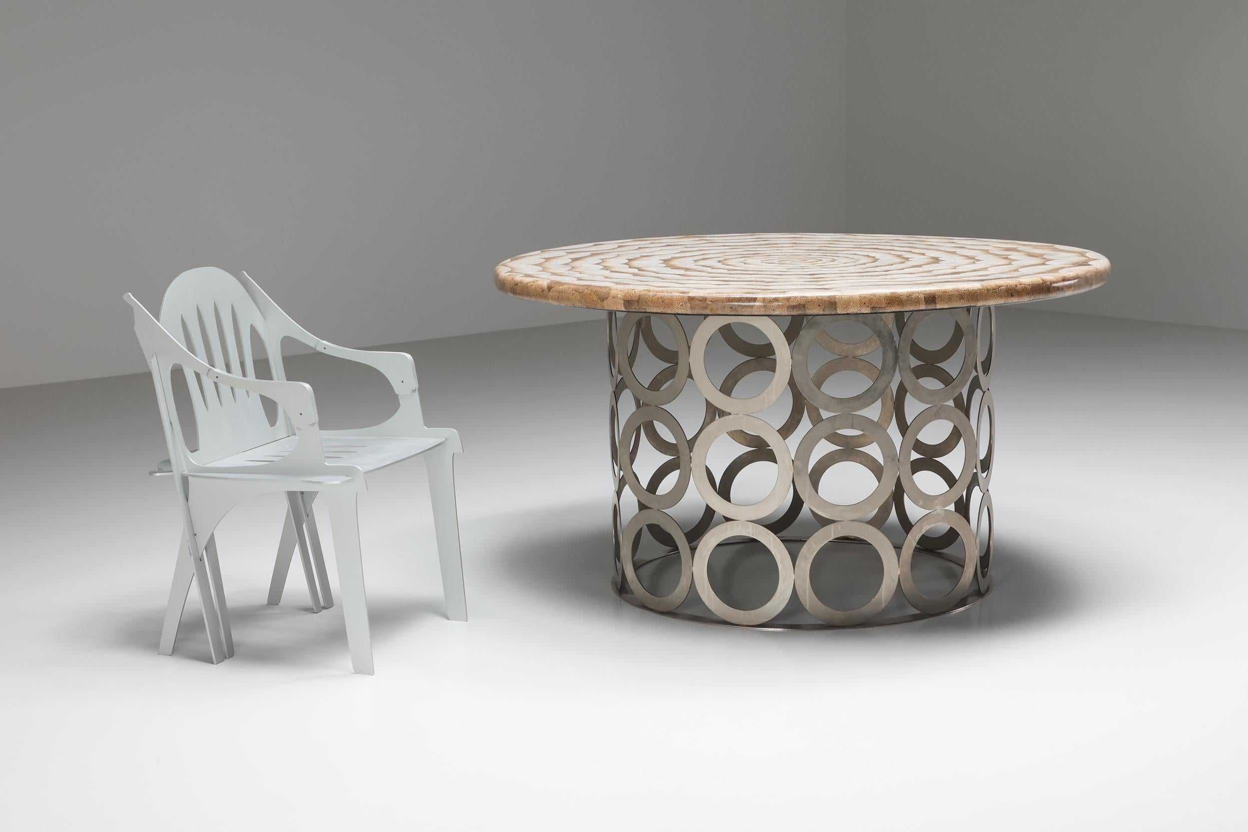 Table de salle à manger ronde éclectique d'Anacleto Spazzapan, années 2000, Italie, moderne 1