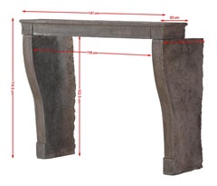 Eclectic Rustic French Brown Stone Fireplace Mantel, Country Chic