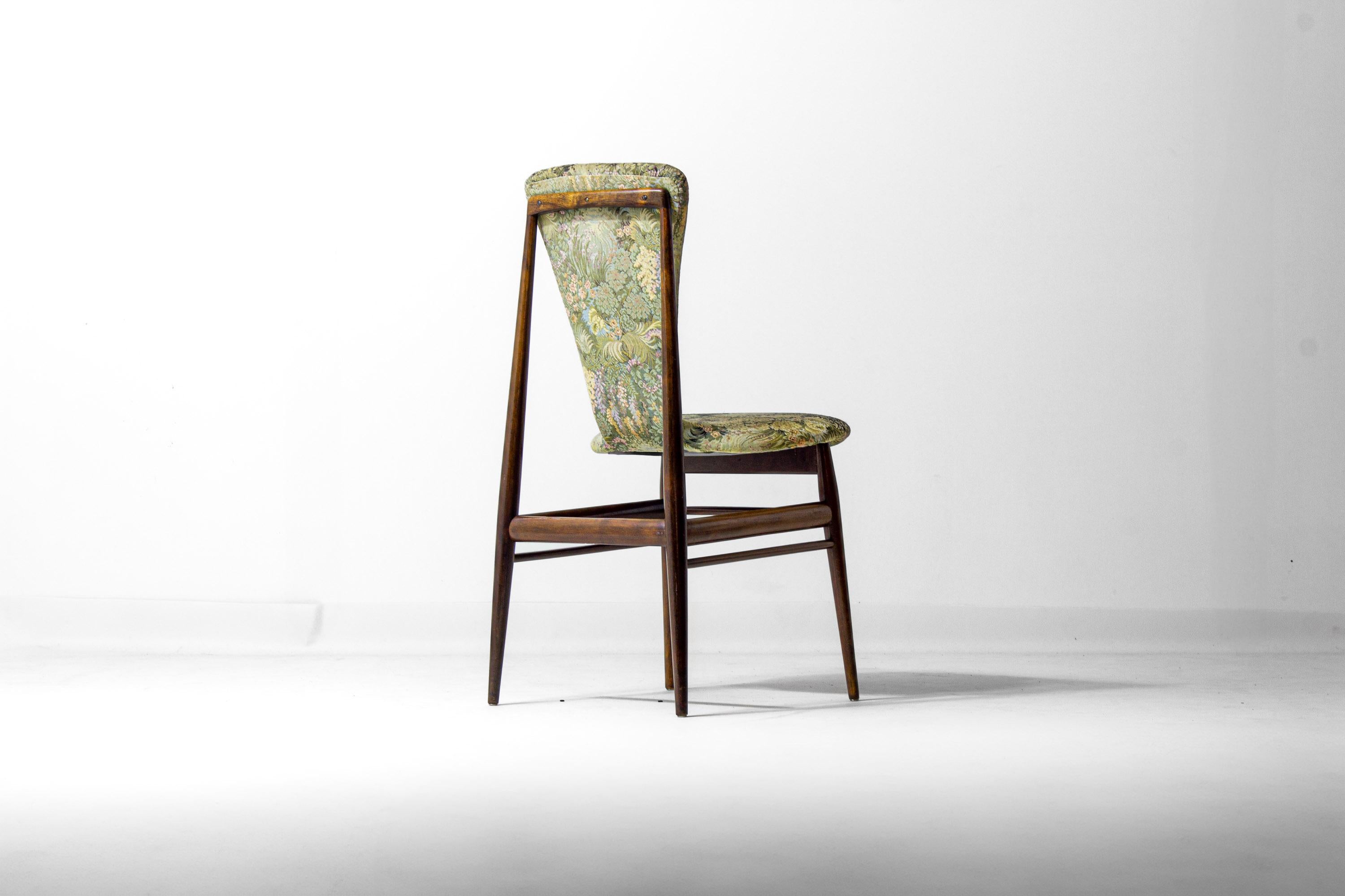 Eclectic scandinavian floating dining chairs in floral upholstery, 1960s For Sale 5