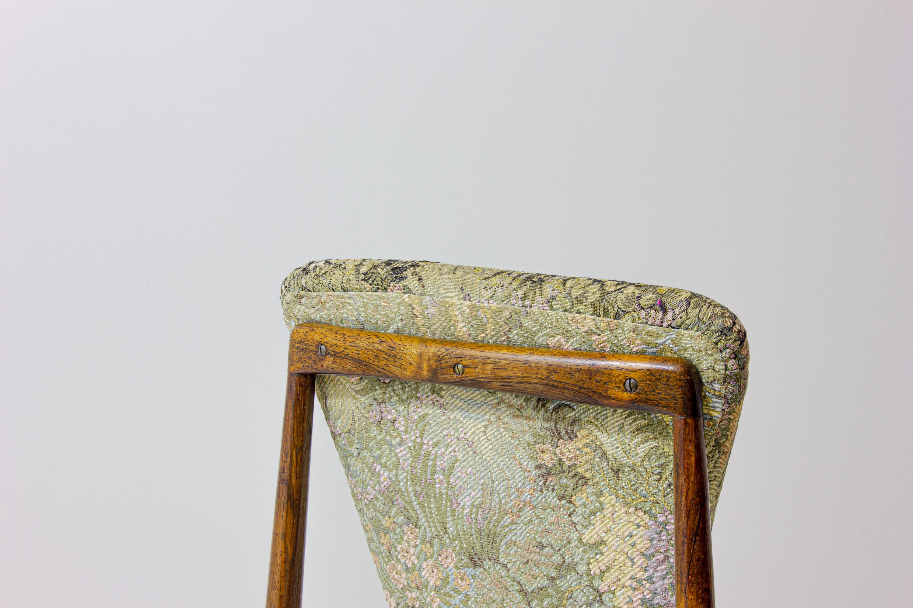 Eclectic scandinavian floating dining chairs in floral upholstery, 1960s For Sale 7