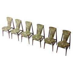 Eclectic scandinavian floating dining chairs in floral upholstery, 1960s