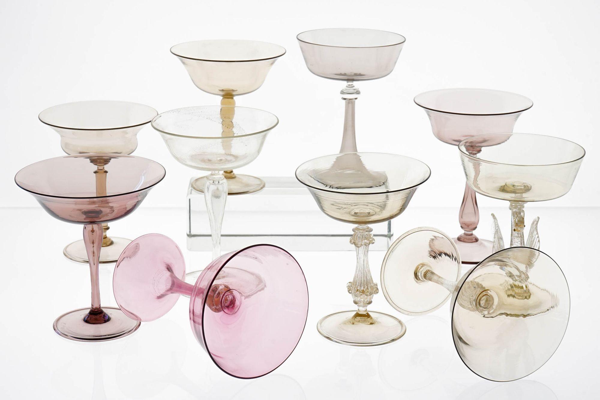 Eclectic Set of 10 Cenedese Champagne Glass, Each in Different Design. Unique For Sale 5